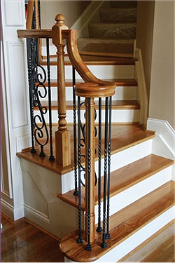 Metal Newels, Custom Stairs, Wood Metal Risers, Treads, Ballusters